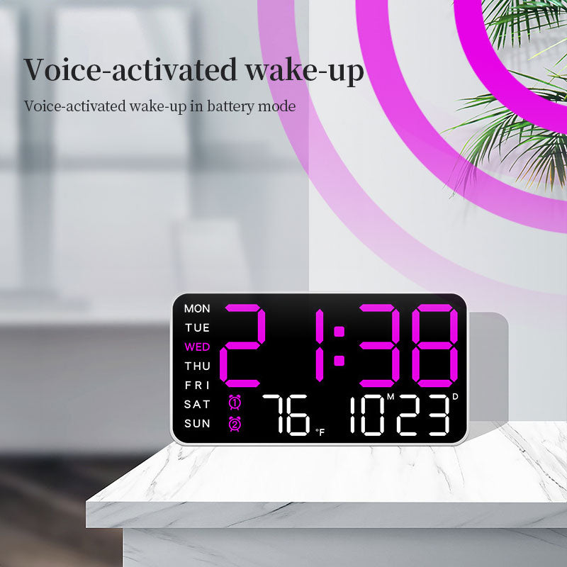 Digital Wall Clock with Temperature, LED Display, USB/Battery Power for Home Decor