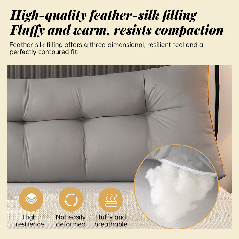 Fluffy Warm Feather-Cotton Backrest - Classic Solid Brushed Triangular Bed Cushion